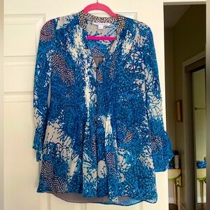 Diane von Furstenberg silk button down V Neck flowy tunic/dress. QualityStunning